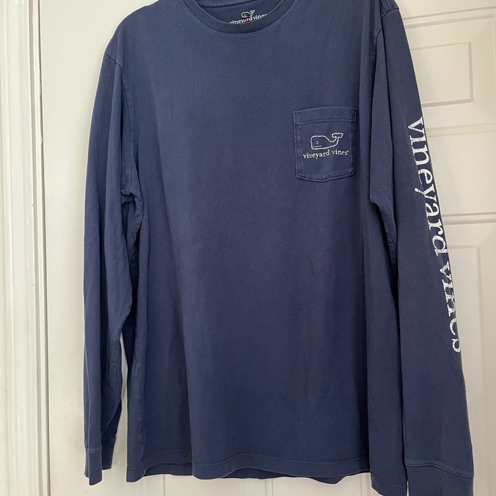 Vineyard Vines Blue Long Sleeve Tee with Logo